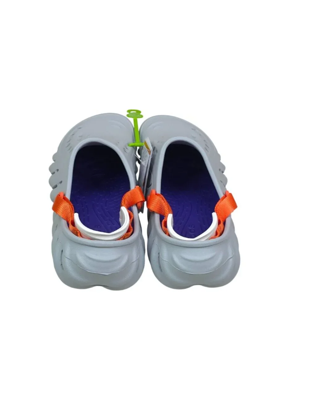 Crocs Echo Clog Mens 6/Womens 8 Gray With Orange Straps & Purple Insole